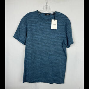 Theory Claey Lounge Slub T-Shirt Heathered Blue Size M